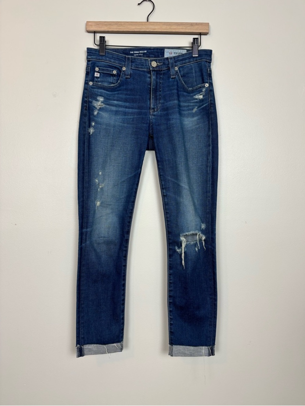 AG Adriano Goldschmied Jeans Womens 26R The Prima Roll Up Cigarette Roll Denim